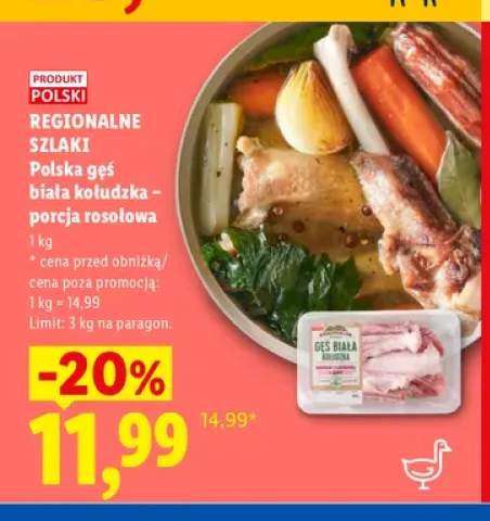 Polska gęś biała kołudzka - porcja rosołowa Regionalne Szlaki