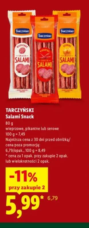 Salami Snack wieprzowe Tarczyński +2 warianty