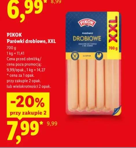 Parówki drobiowe XXL Pikok