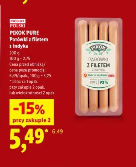 Parówki z filetem z indyka Pikok Pure