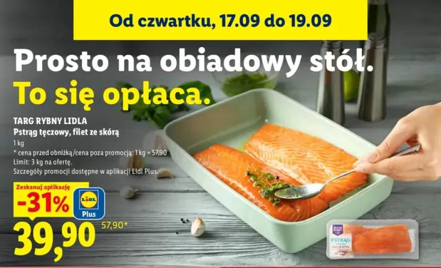 Pstrąg tęczowy filet ze skórą Targ Rybny Lidla