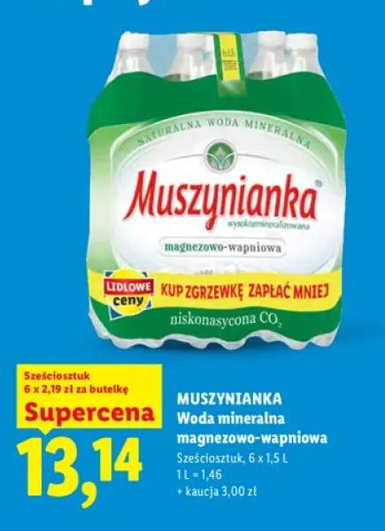 Woda mineralna gazowana magnezowo-wapniowa Muszynianka 6-pak