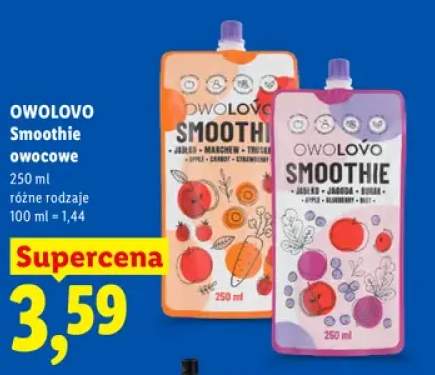 Smoothie owocowe jabłko marchew truskawka Owolovo +1 wariant