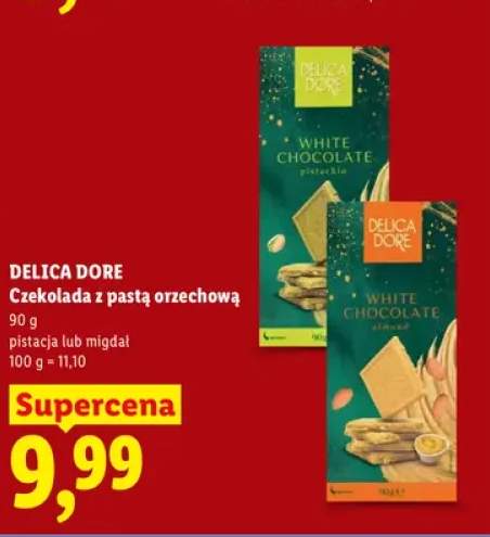 Czekolada z pastą orzechową pistacja Delica Dore +1 wariant