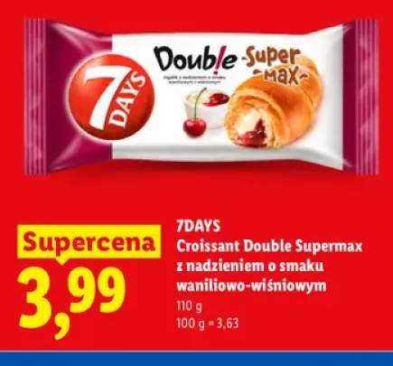 Croissant Double Supermax z nadzieniem o smaku waniliowo-wiśniowym 7Days