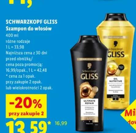 Szampon do włosów Ultimate Repair Schwarzkopf Gliss +1 wariant
