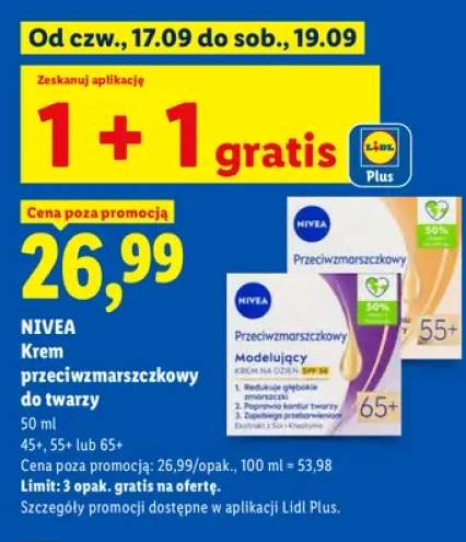 Krem przeciwzmarszczkowy do twarzy 45+ Nivea +2 warianty