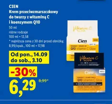 Krem przeciwzmarszczkowy do twarzy na dzień z witaminą C i koenzymem Q10 Cien +1 wariant