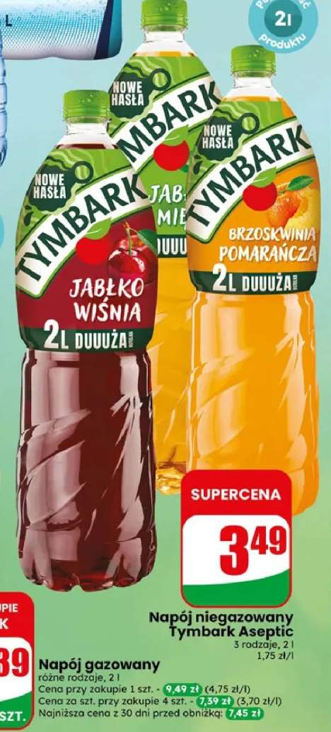 Napój niegazowany Tymbark Aseptic jabłko wiśnia +2 warianty