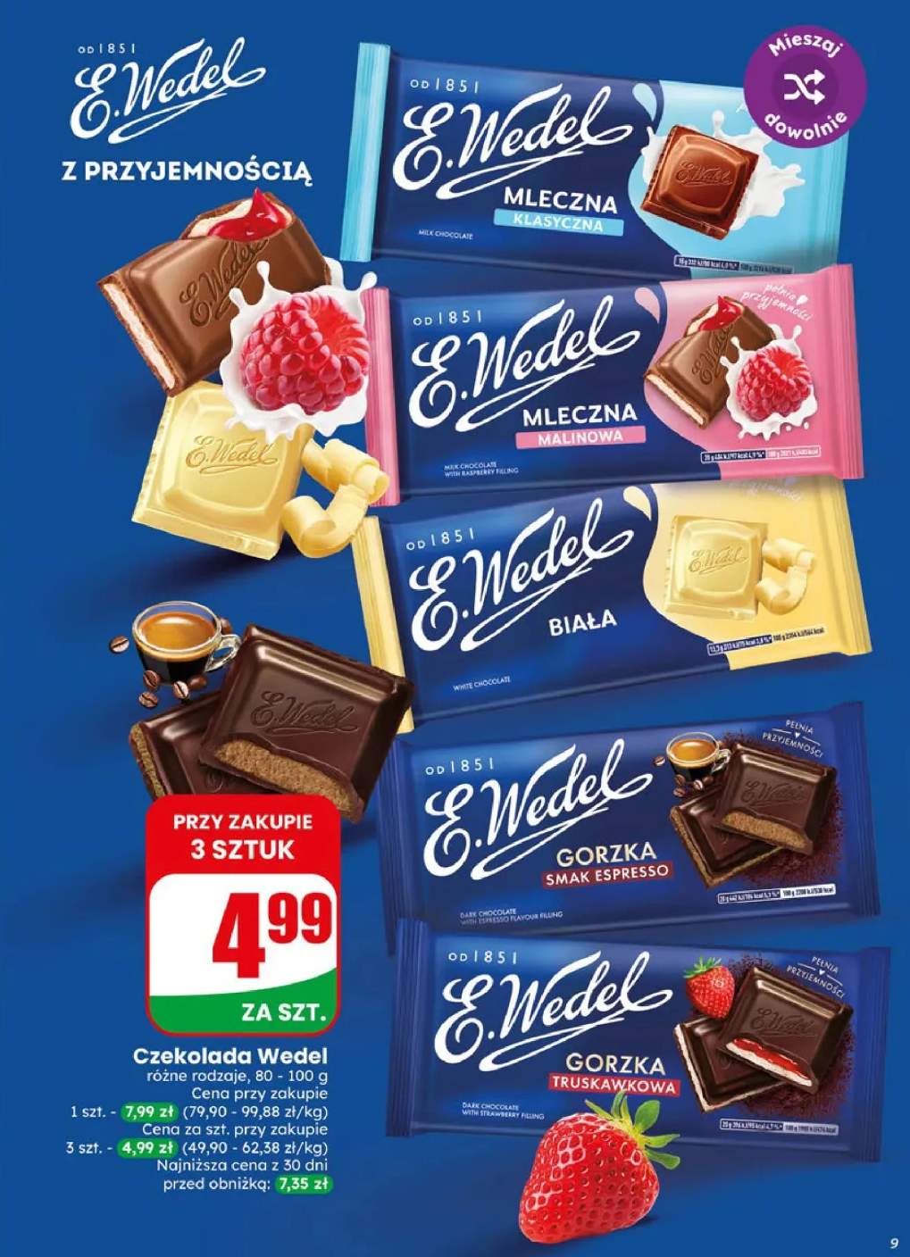 Czekolada mleczna klasyczna E.Wedel +4 warianty