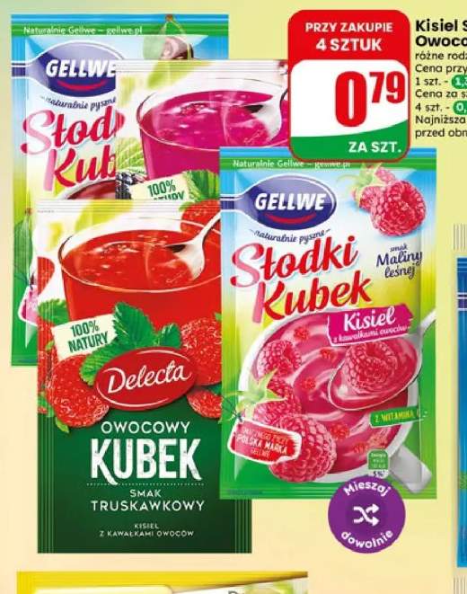 Kisiel Słodki Kubek smak maliny leśnej Gellwe +1 wariant