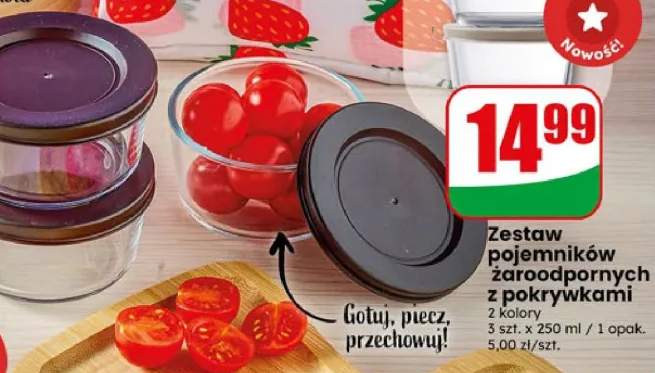 Zestaw pojemników żaroodpornych z pokrywkami 3x250 ml