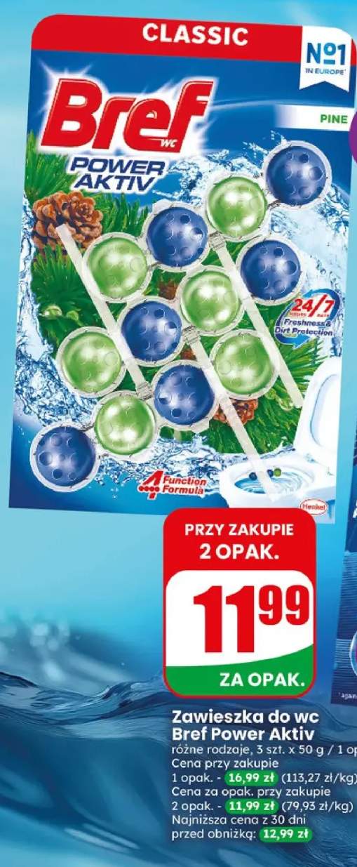 Zawieszka do wc Bref Power Aktiv Pine 3-pak