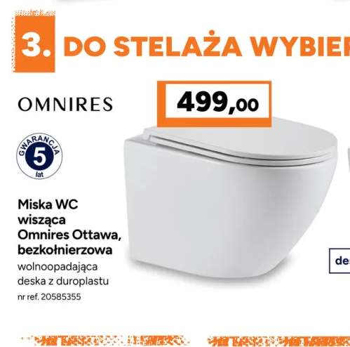 Miska Wc wisząca Omnires Ottawa bezkołnierzowa