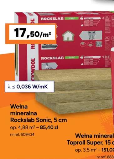 Wełna mineralna Rockslab Sonic 5 cm Rockwool
