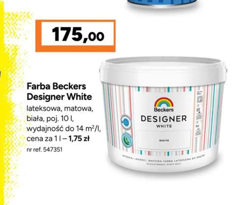 Farba Beckers Designer White lateksowa matowa biała