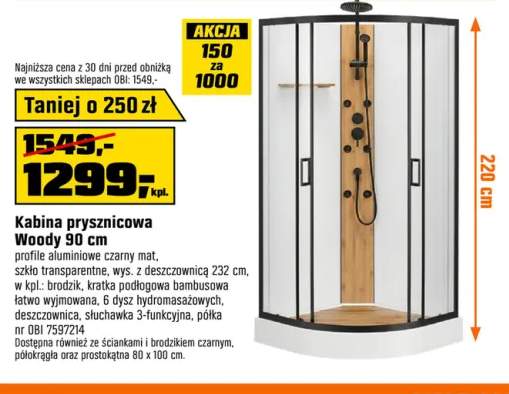 Kabina prysznicowa Woody 90 cm