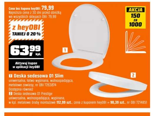 Deska sedesowa D1 Slim +1 wariant