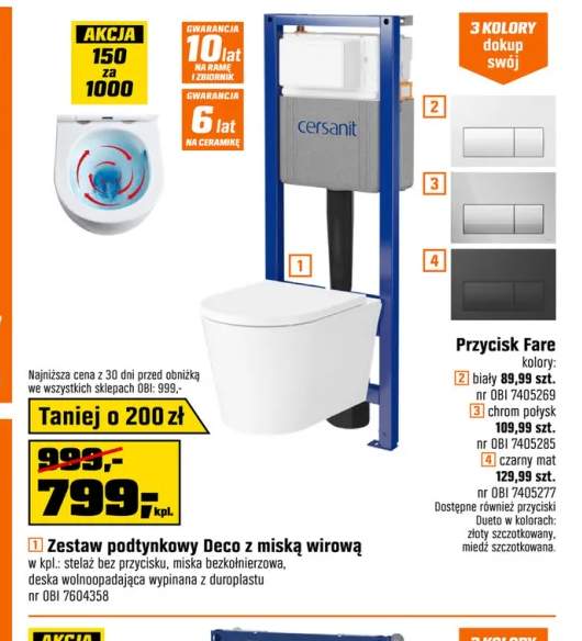 Zestaw podtynkowy Deco z miską wirową Cersanit +3 warianty