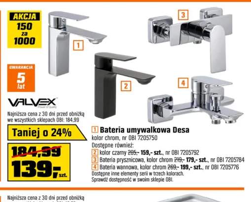 Bateria umywalkowa Desa Valvex +3 warianty
