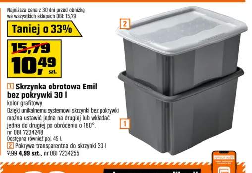 Skrzynka obrotowa Emil bez pokrywki 30 l +1 wariant