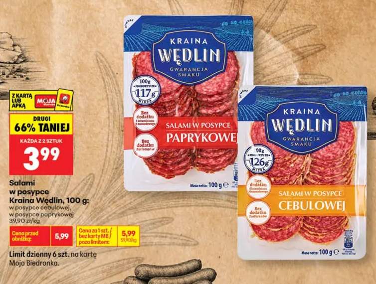 Salami w posypce cebulowej Kraina Wędlin +1 wariant