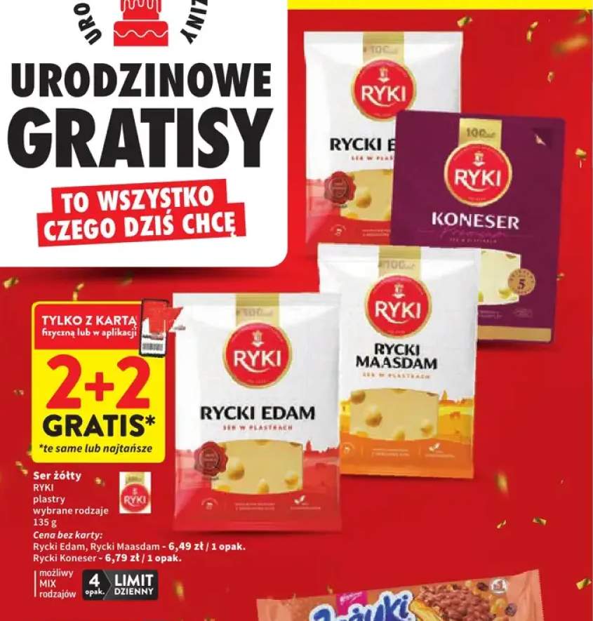 Ser żółty Rycki Edam w plastrach Ryki +2 warianty
