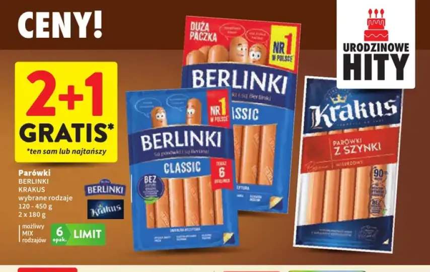 Parówki Berlinki Classic +2 warianty