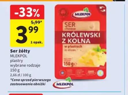 Ser żółty w plastrach Mlekpol