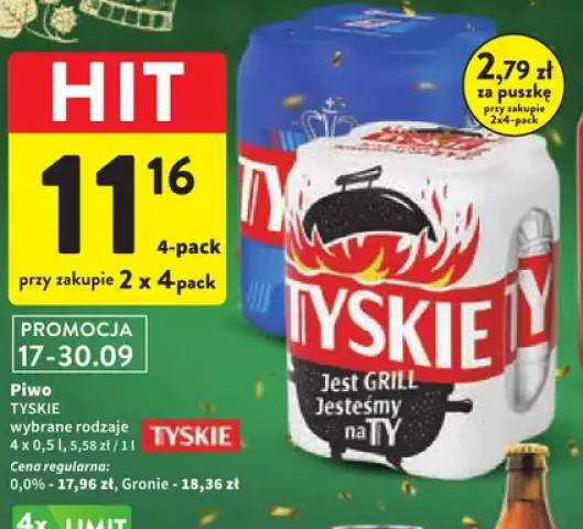 Piwo bezalkoholowe Tyskie 4-pak +1 wariant