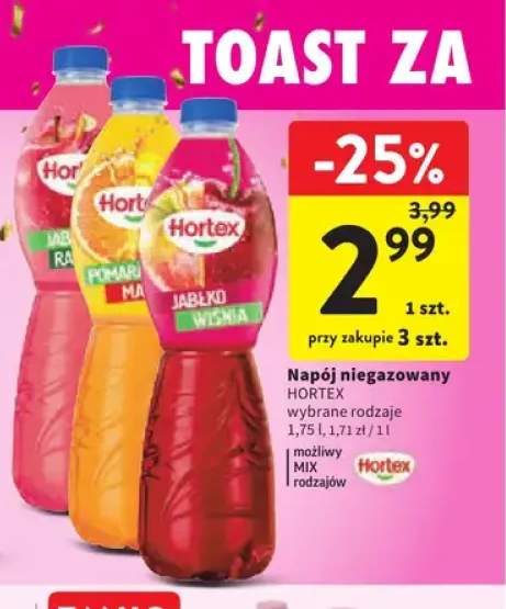 Napój niegazowany jabłko rabarbar Hortex +2 warianty