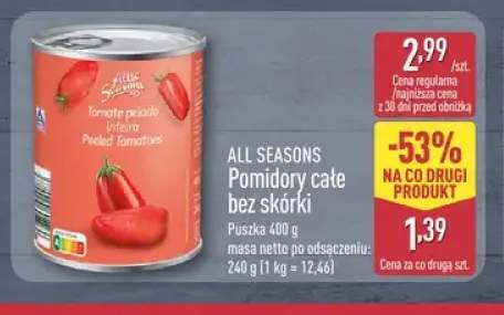 Pomidory całe bez skórki All Seasons