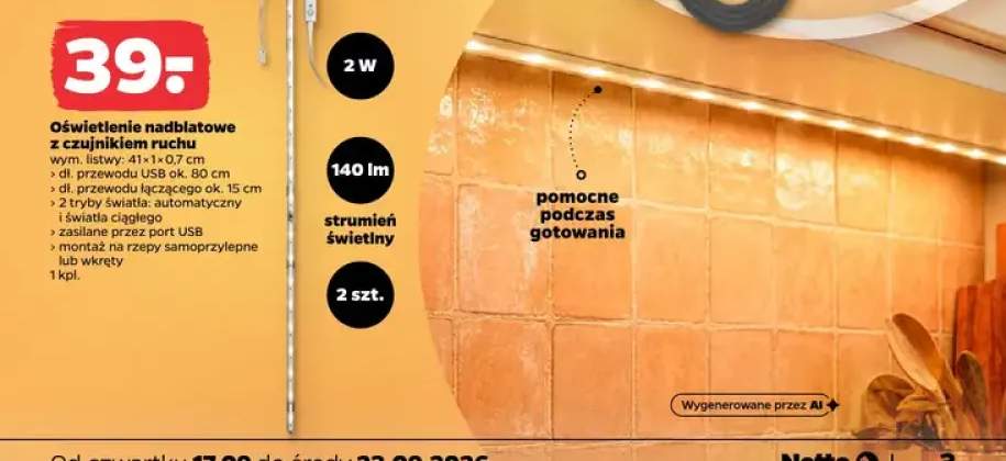 Oświetlenie nadblatowe z czujnikiem ruchu