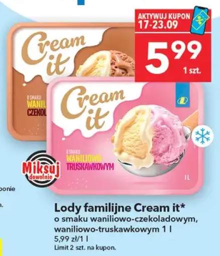 Lody familijne o smaku waniliowo-czekoladowym Cream it +1 wariant