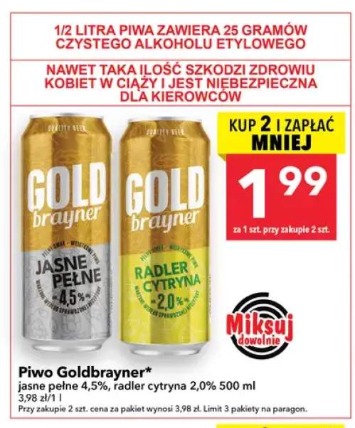 Piwo Goldbrayner radler cytryna 2,0% +1 wariant