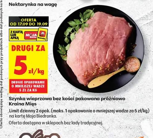 Szynka wieprzowa bez kości pakowana próżniowo Kraina Mięs