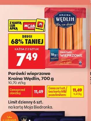 Parówki wieprzowe Kraina Wędlin