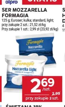 Ser mozzarella Formagia standard +1 wariant