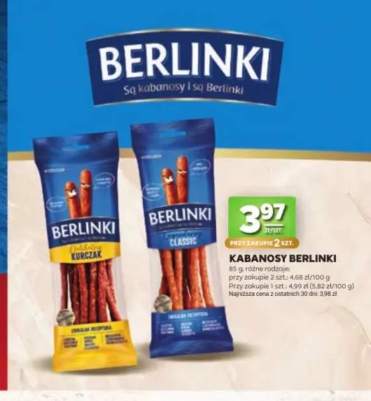 Kabanosy Classic Berlinki +1 wariant