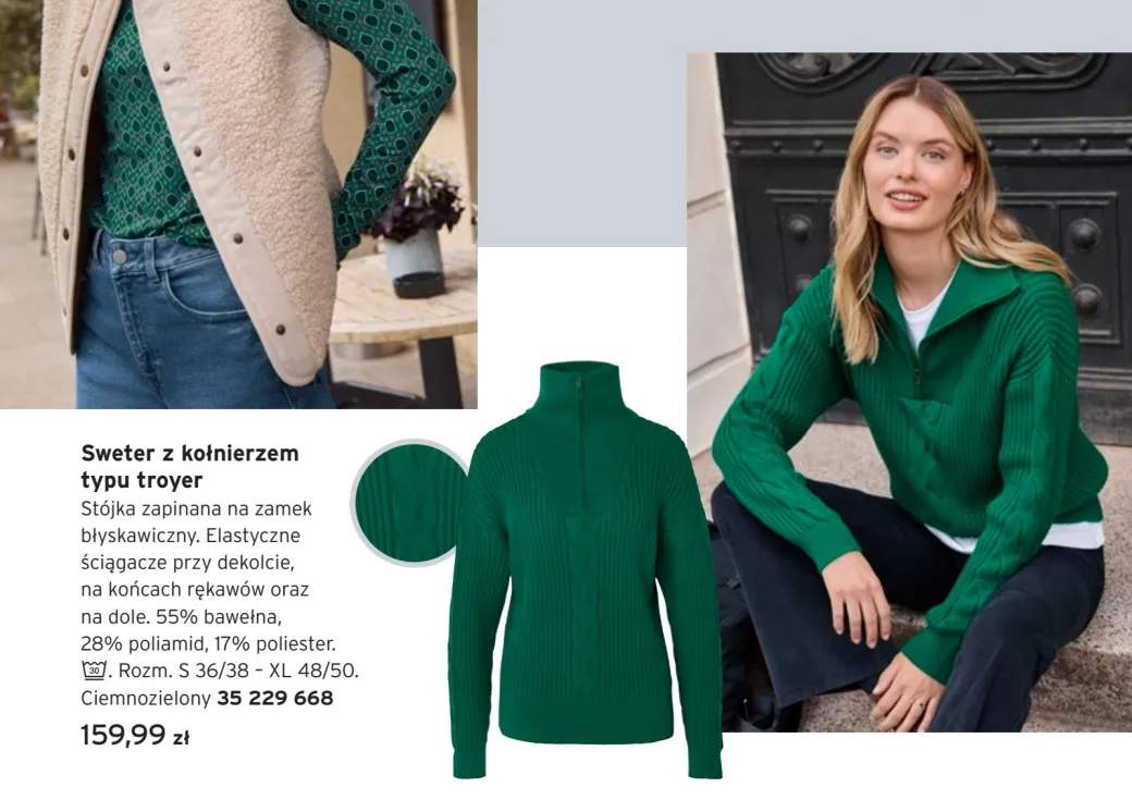 Sweter z kołnierzem typu troyer Tchibo