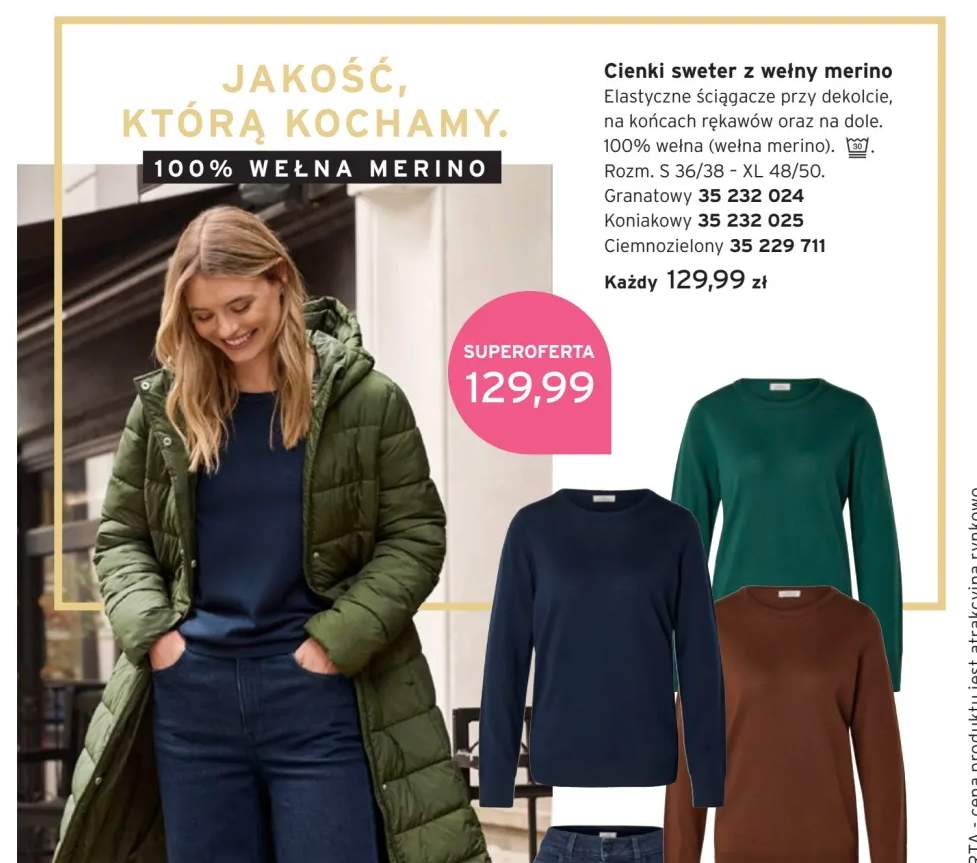 Cienki sweter z wełny merino