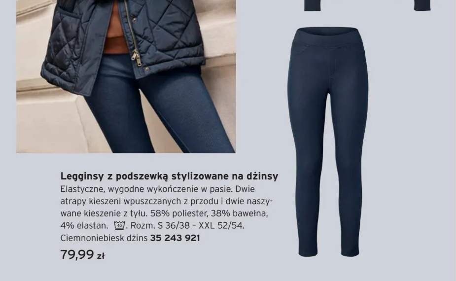 Legginsy z podszewką stylizowane na dżinsy