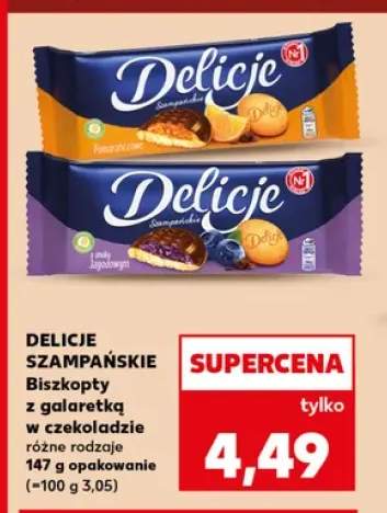 Biszkopty z galaretką w czekoladzie pomarańczowe Delicje Szampańskie +1 wariant