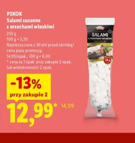 Salami suszone z orzechami włoskimi Pikok