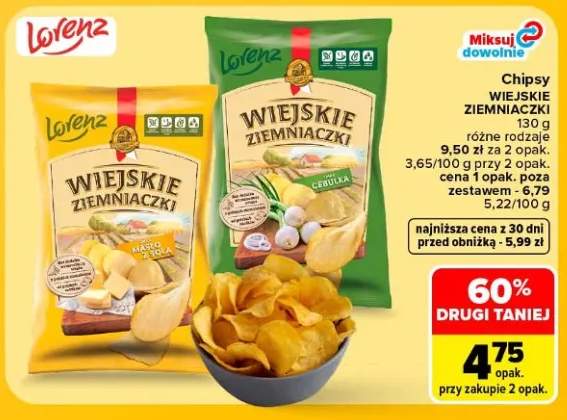 Chipsy Wiejskie Ziemniaczki masło z solą +1 wariant