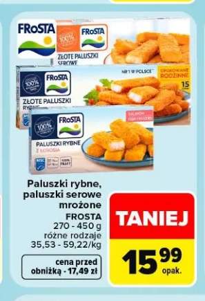 Paluszki rybne, paluszki serowe mrożone Frosta