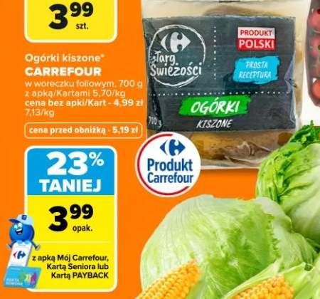 Ogórki kiszone w woreczku foliowym Carrefour Targ Świeżości