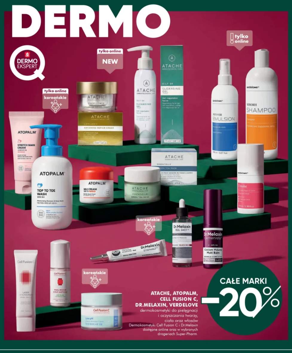 Dermokosmetyki Atache, Atopalm, Cell Fusion C, Dr.Melaxin, Verdelove +15 wariantów