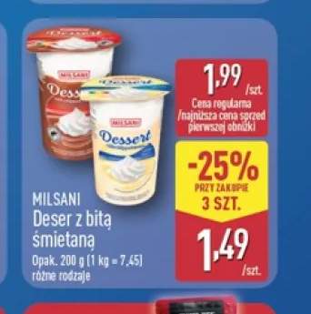 Deser z bitą śmietaną Milsani