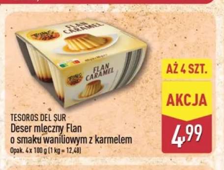 Deser mleczny Flan o smaku waniliowym z karmelem 4-pak Tesoros del Sur